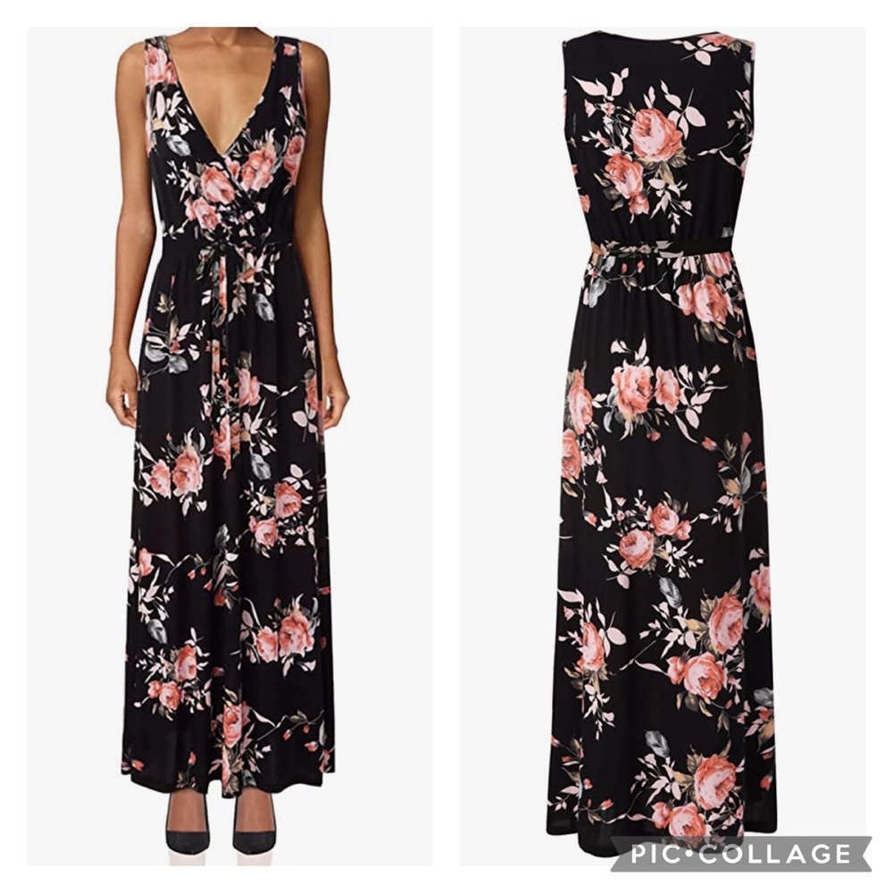 Floral faux wrap maxi dress, size Small